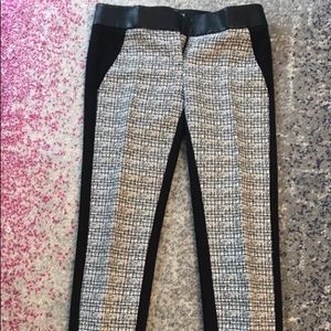 Express leather band tweed dress pants color block